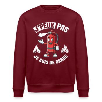 I Can't I'm Guard Gift Humor Firefighter - Stanley/Stella ROLLER Unisex Organic Sweatshirt - burgundy - Front - Nik (191cm)