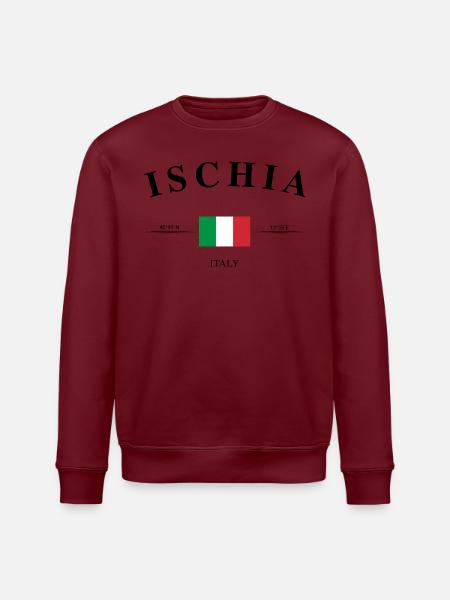 Ischia Italien Koordinaten Urlaub Souvenir - Stanley/Stella Unisex Bio-Sweatshirt ROLLER - Burgunderrot
