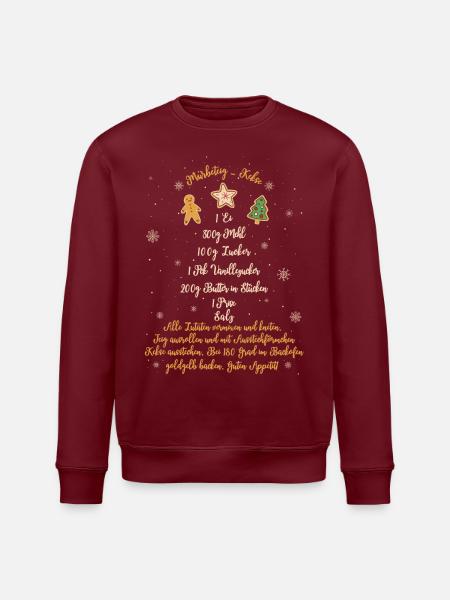 Weihnachtsbaum Plätzchen Kekse Rezept Weihnachten - Stanley/Stella Unisex Bio-Sweatshirt ROLLER - Burgunderrot