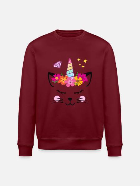 Einhorn Katze Diamanten - Stanley/Stella Unisex Bio-Sweatshirt ROLLER - Burgunderrot