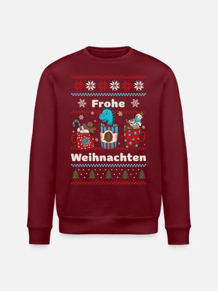 Dino Weihnachten Dinosaurier - Mode für Kinder - Stanley/Stella Unisex Bio-Sweatshirt ROLLER - Burgunderrot