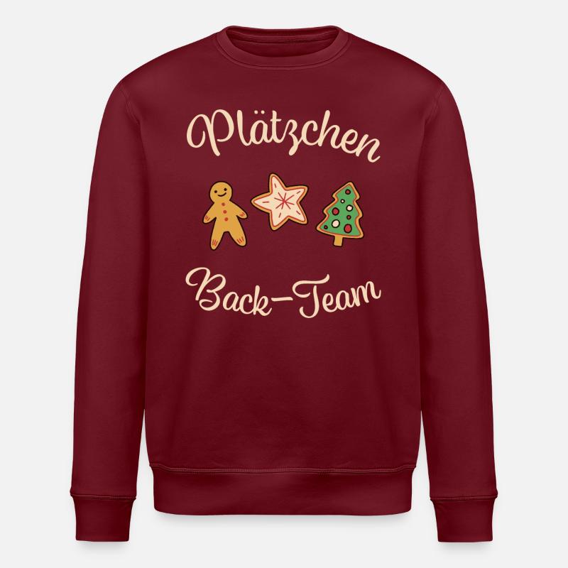Weihnachten "Plätzchen Back-Team" Kekse Lebkuchen - Stanley/Stella Unisex Bio-Sweatshirt ROLLER - Burgunderrot