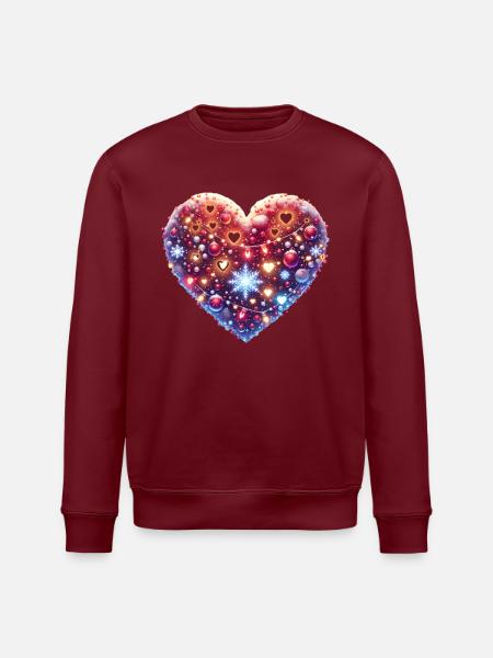 Weihnachts Herz Glitzer Schneeflocke Licht Xmas - Stanley/Stella Unisex Bio-Sweatshirt ROLLER - Burgunderrot