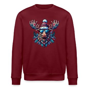 Weihnachts Elch Lustig Cool Xmas - Stanley/Stella Unisex Bio-Sweatshirt ROLLER - Burgunderrot - Vorne - Nik (191cm)