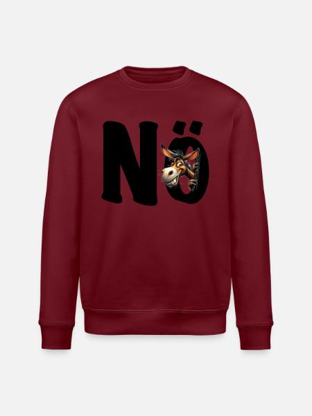 Nö - Nein - Nope - grinsender Esel Pferd - Stanley/Stella Unisex Bio-Sweatshirt ROLLER - Burgunderrot