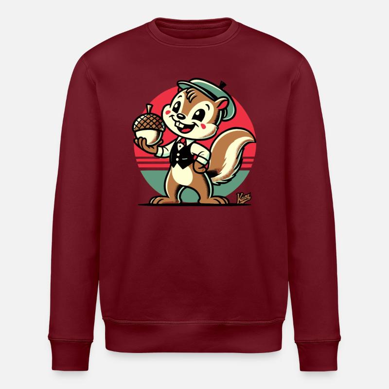 Squirrel with hazelnut - Stanley/Stella ROLLER Unisex Organic Sweatshirt - burgundy