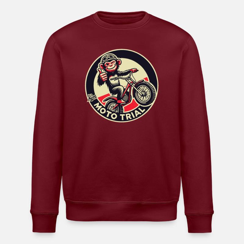 Pouce levé Moto Trial Monkey - Sweat bio ROLLER Stanley/Stella Unisexe - bordeaux