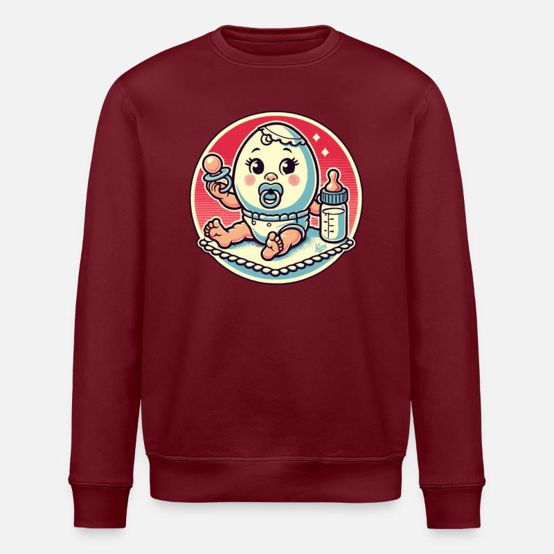 Ei-Baby mit Schnuller und Flasche - Stanley/Stella Unisex Bio-Sweatshirt ROLLER - Burgunderrot