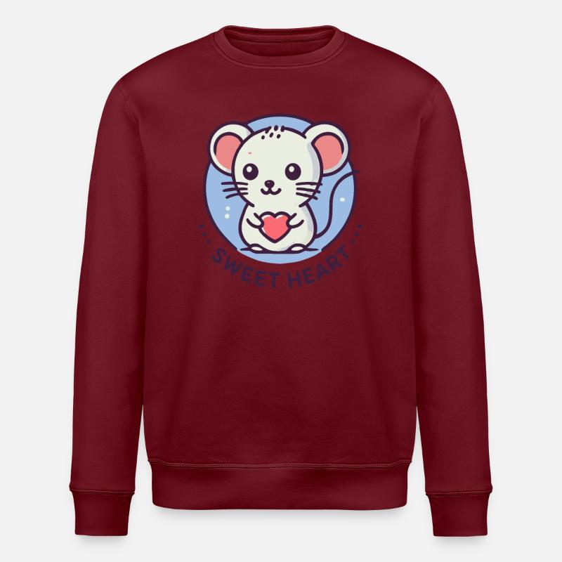 Süße liebe Maus mit Herz - Stanley/Stella Unisex Bio-Sweatshirt ROLLER - Burgunderrot