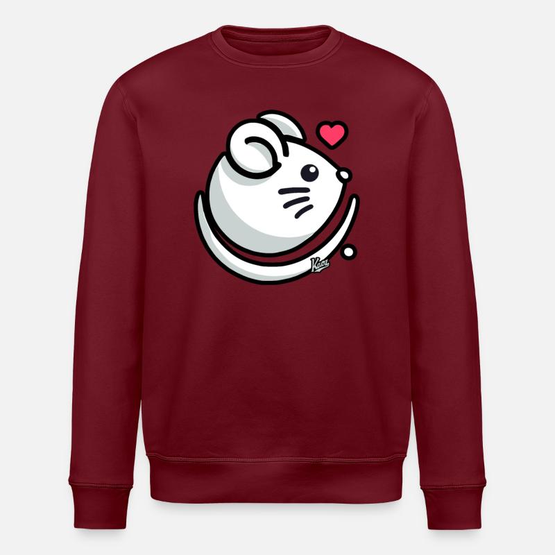 Love Heart and Mouse - Stanley/Stella ROLLER Unisex Organic Sweatshirt - burgundy