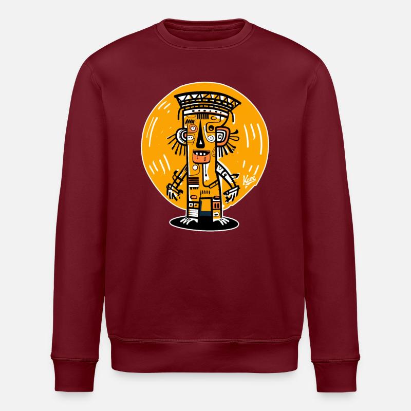 Abstraktes Cartoon Maya-Inka-Graffiti - Stanley/Stella Unisex Bio-Sweatshirt ROLLER - Burgunderrot