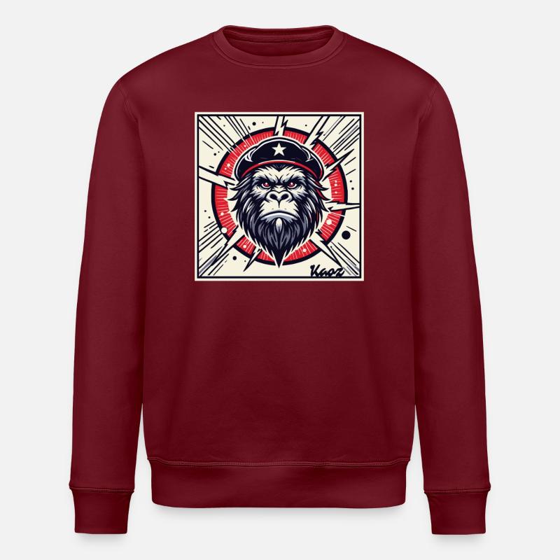 Revolutionärer Parodie Gorilla - Stanley/Stella Unisex Bio-Sweatshirt ROLLER - Burgunderrot