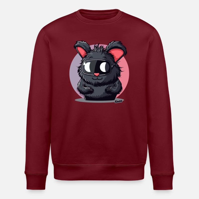 Funny bunny with ski goggles - Stanley/Stella ROLLER Unisex Organic Sweatshirt - burgundy