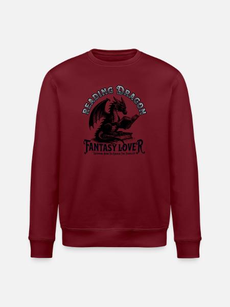 Drachen Fantasy Bücherwelt - Stanley/Stella Unisex Bio-Sweatshirt ROLLER - Burgunderrot