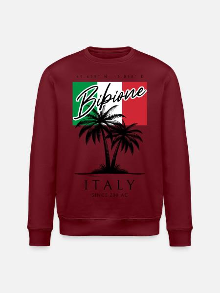 Bibione Italien Palmen Flagge Reise Souvenir - Stanley/Stella Unisex Bio-Sweatshirt ROLLER - Burgunderrot