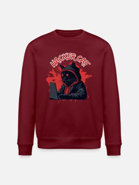 Hacker Cat 😻 - Stanley/Stella Unisex Bio-Sweatshirt ROLLER - Burgunderrot