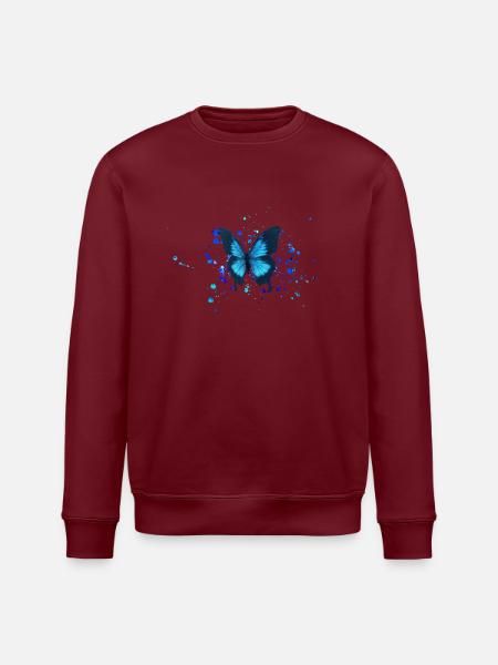 Blauer Himmelsfalter Schmetterling - Stanley/Stella Unisex Bio-Sweatshirt ROLLER - Burgunderrot