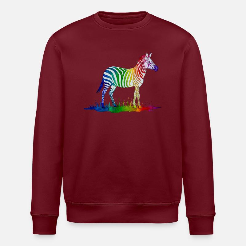 Regenbogen Zebra - Stanley/Stella Unisex Bio-Sweatshirt ROLLER - Burgunderrot