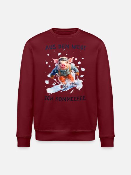 Pistensau Ski fahren "Aus dem Weg! Ich kommeeee" - Stanley/Stella Unisex Bio-Sweatshirt ROLLER - Burgunderrot