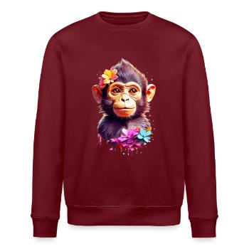 Affe Monkey V1 24 11 - Stanley/Stella Unisex Bio-Sweatshirt ROLLER - Burgunderrot - Vorne - Nik (191cm)