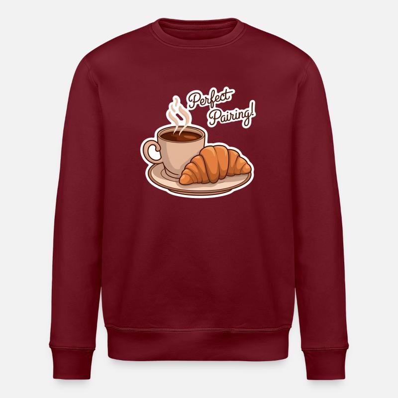 Perfect breakfast - coffee croissant - Stanley/Stella ROLLER Unisex Organic Sweatshirt - burgundy