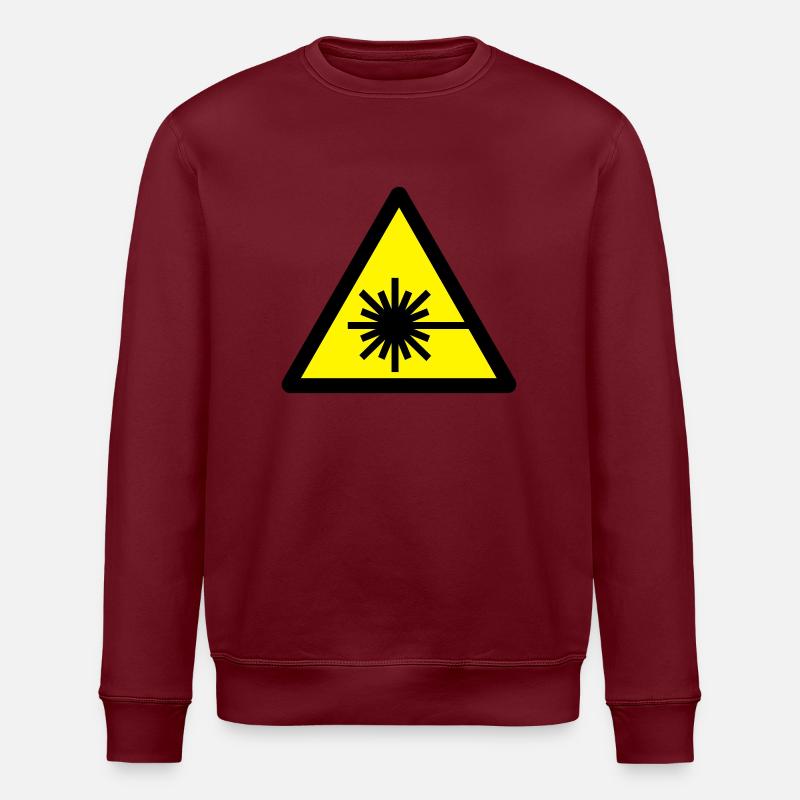 caution_laser_beam_2c - Stanley/Stella ROLLER Unisex Organic Sweatshirt - burgundy