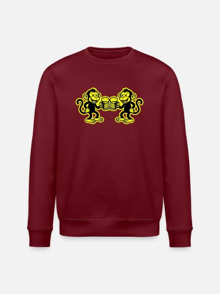 Beer Monkey Funny - Stanley/Stella ROLLER Unisex Organic Sweatshirt - burgundy