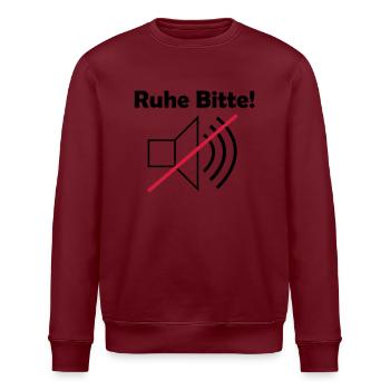 Ruhe Bitte! mit Lautsprechersymbol - Stanley/Stella Unisex Bio-Sweatshirt ROLLER - Burgunderrot - Vorne - Nik (191cm)