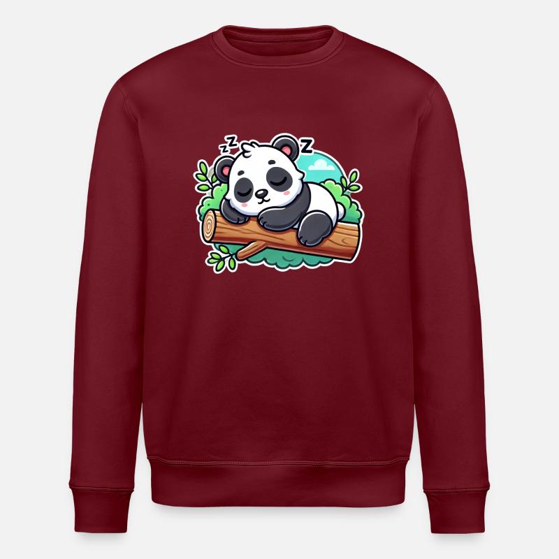 Sleeping panda on a branch - Stanley/Stella ROLLER Unisex Organic Sweatshirt - burgundy