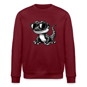 Gecko mit Sonnenbrille - Stanley/Stella Unisex Bio-Sweatshirt ROLLER - Burgunderrot - Vorne - Nik (191cm)