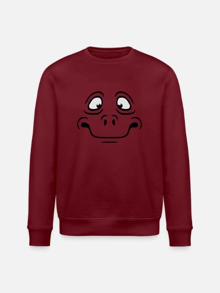 Insecure Anxious Comic Cartoon Face - Stanley/Stella ROLLER Unisex Organic Sweatshirt - burgundy