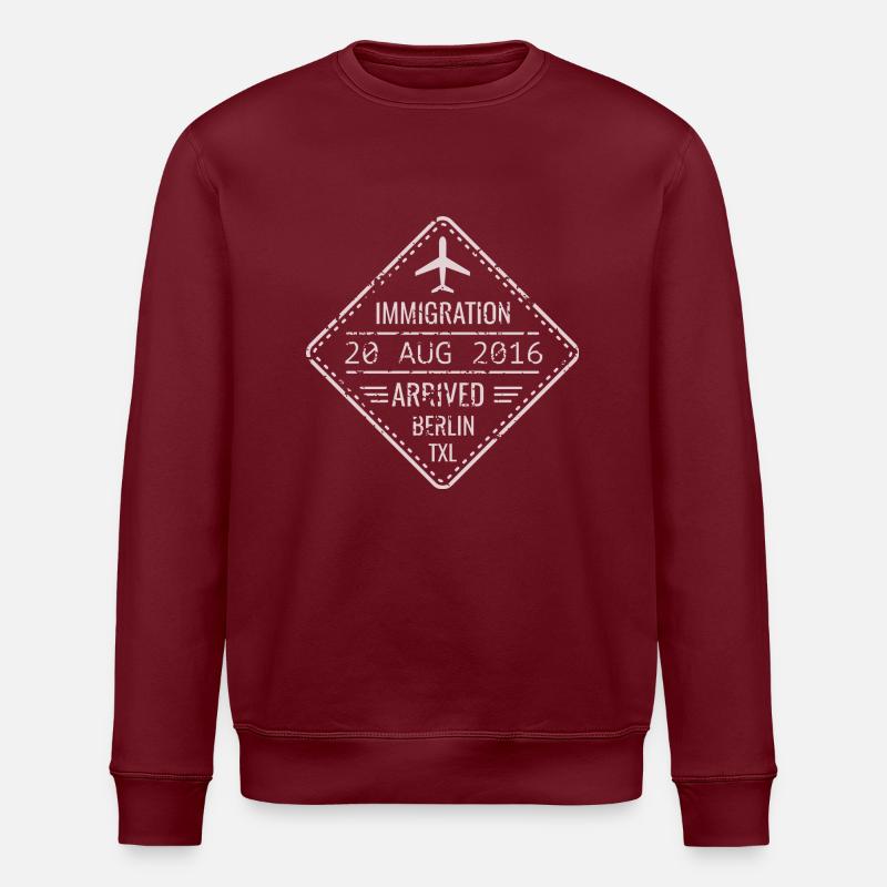 Berlin TXL Einwanderungsstempel - Stanley/Stella Unisex Bio-Sweatshirt ROLLER - Burgunderrot