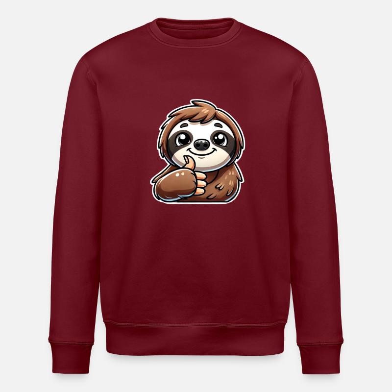 Lustiges Faultier Design - Stanley/Stella Unisex Bio-Sweatshirt ROLLER - Burgunderrot
