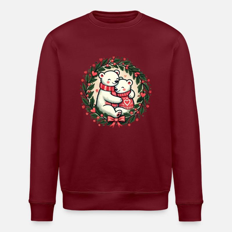 Weihnachts-Eisbären - Stanley/Stella Unisex Bio-Sweatshirt ROLLER - Burgunderrot