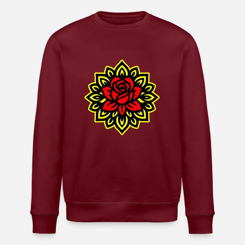 Mandala Fleur Rose - Sweat bio ROLLER Stanley/Stella Unisexe - bordeaux