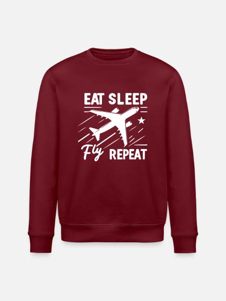 Eat Sleep Fly Repeat - Stanley/Stella ROLLER Unisex Organic Sweatshirt - burgundy