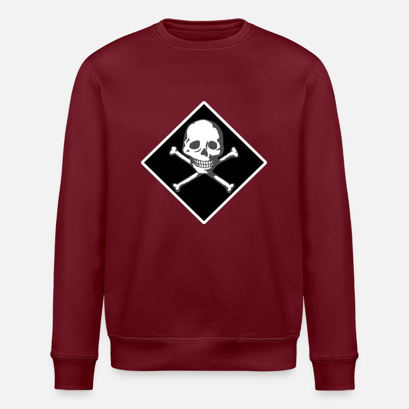 Skull and bones - Stanley/Stella ROLLER Unisex Organic Sweatshirt - burgundy