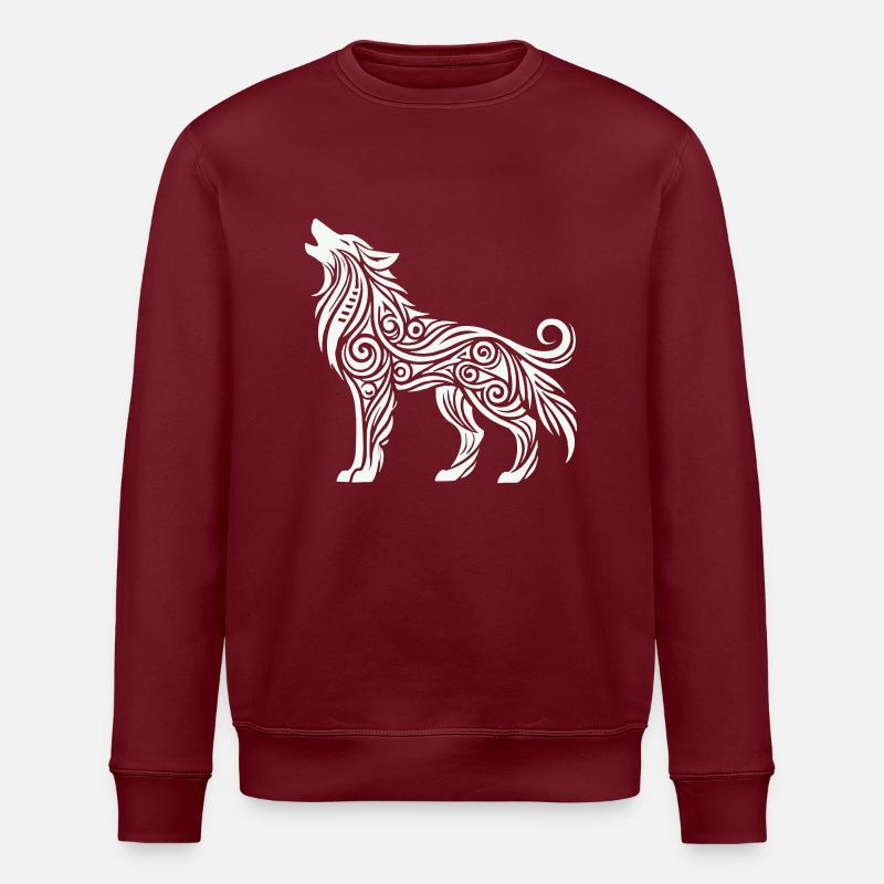 Loup Tribal Animal - Sweat bio ROLLER Stanley/Stella Unisexe - bordeaux