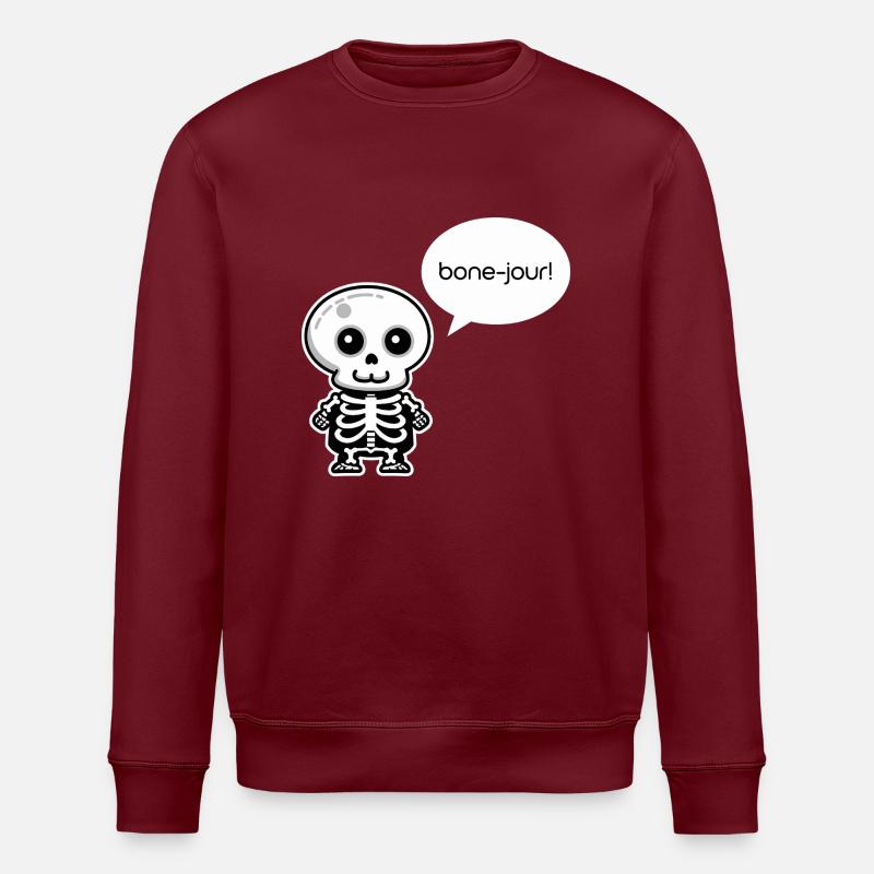 Bone-jour! - Funny Skeleton Pun - Stanley/Stella ROLLER Unisex Organic Sweatshirt - burgundy