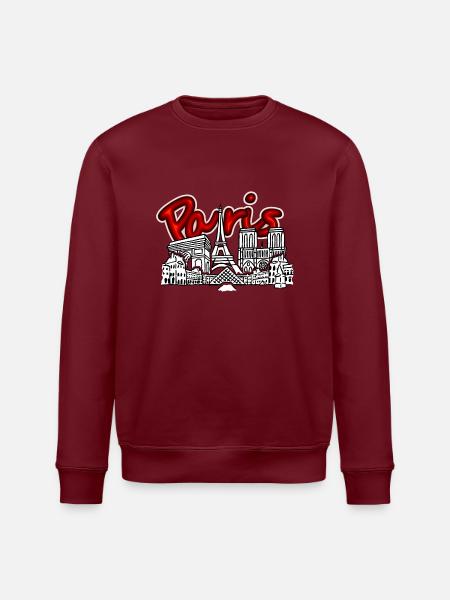 Paris Skyline - Stanley/Stella Unisex Bio-Sweatshirt ROLLER - Burgunderrot