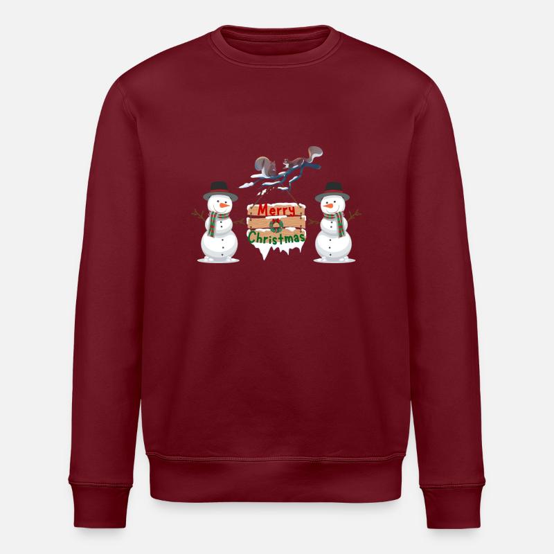 Merry Christmas 2 Snowman - Stanley/Stella Unisex Bio-Sweatshirt ROLLER - Burgunderrot