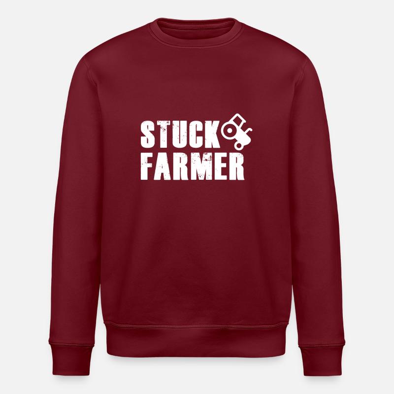 STUCK FARMER WHITE - Stanley/Stella ROLLER Unisex Organic Sweatshirt - burgundy