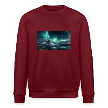 Polarnacht mit Nordlichtern im Winter Panorama - Stanley/Stella Unisex Bio-Sweatshirt ROLLER - Burgunderrot - Vorne - Nik (191cm)