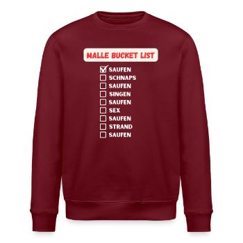 Malle Bucket List Party Junggesellenabschied - Stanley/Stella Unisex Bio-Sweatshirt ROLLER - Burgunderrot - Vorne - Nik (191cm)
