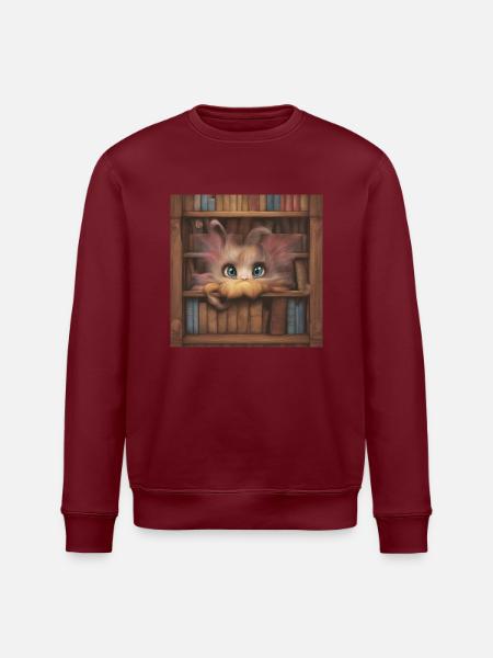 Fabelwesen im Buchregal - Stanley/Stella Unisex Bio-Sweatshirt ROLLER - Burgunderrot