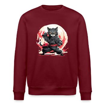 Japanische Katze Samurai Style für Katzen Fans - Stanley/Stella Unisex Bio-Sweatshirt ROLLER - Burgunderrot - Vorne - Nik (191cm)