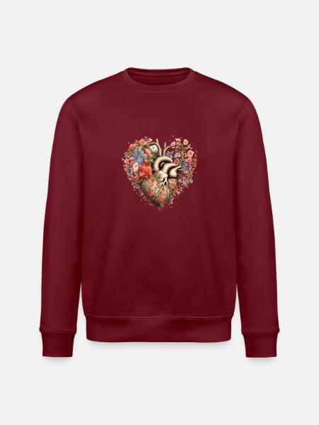 Herz mit Blumen - Stanley/Stella Unisex Bio-Sweatshirt ROLLER - Burgunderrot