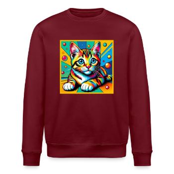 KATZE POP ART - Stanley/Stella Unisex Bio-Sweatshirt ROLLER - Burgunderrot - Vorne - Nik (191cm)