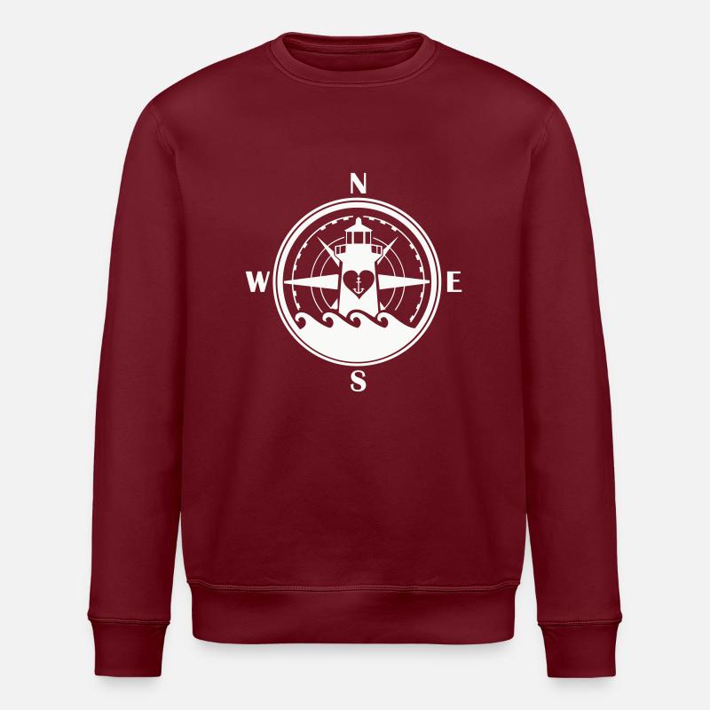 Boussole Ancre Phare - Sweat bio ROLLER Stanley/Stella Unisexe - bordeaux