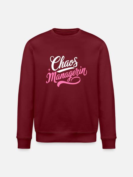 Chaos-Managerin Büro Heldin Leaderin Kraft - Stanley/Stella Unisex Bio-Sweatshirt ROLLER - Burgunderrot